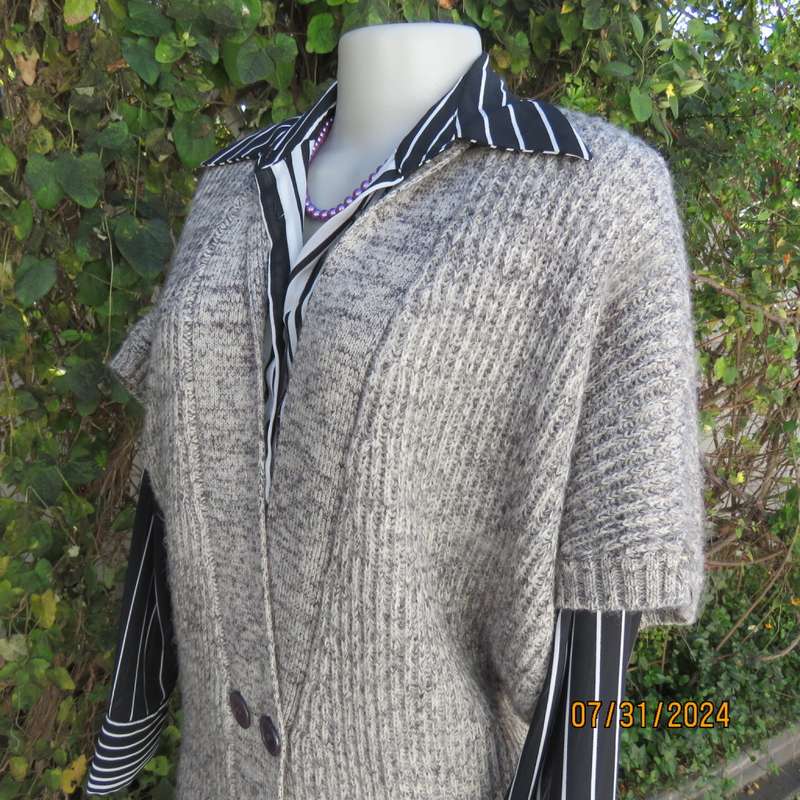 COSTA BLANCA Spain mottled grey double breast cardigan with 45% mohair.Size 36. New condition.