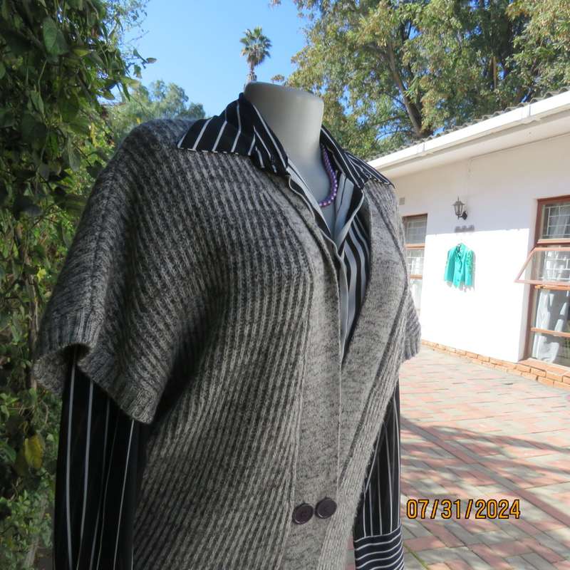 COSTA BLANCA Spain mottled grey double breast cardigan with 45% mohair.Size 36. New condition.