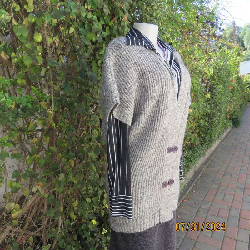 COSTA BLANCA Spain mottled grey double breast cardigan with 45% mohair.Size 36. New condition.