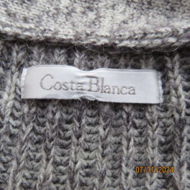 COSTA BLANCA Spain mottled grey double breast cardigan with 45% mohair.Size 36. New condition.