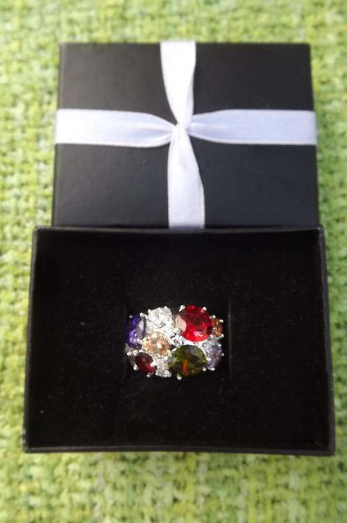 Fashion Ring with Colourful Stones - Size 9