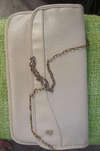 Beige Vintage Clutch/Handbag with Chain made by Topaz