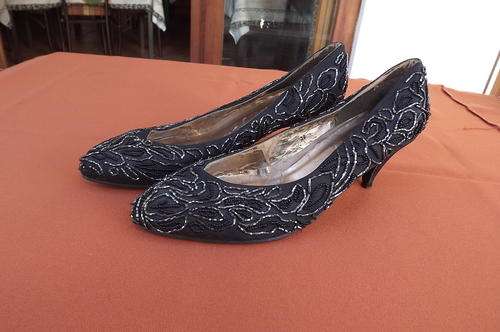Vintage Black Beaded Shoes