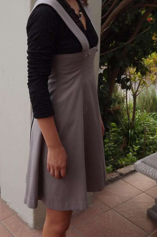 Brownish Grey Short Pinafore Dress