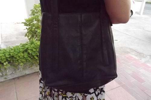 Large Woolworths Black Leather Bag