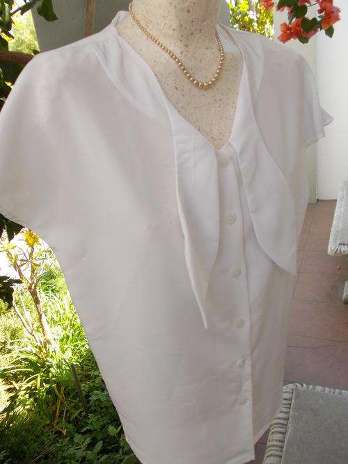 Vintage Silky White Blouse