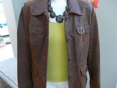 Genuine Leather Jacket - 100% Pig Suede in Brown