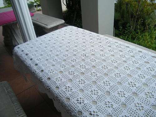 White Hand Crocheted Cotton Tablecloth in size 218 x 120cm