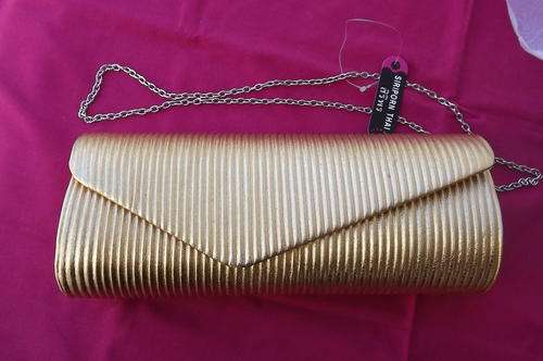 Gold Evening Clutch Bag with Chain Shoulder Strap