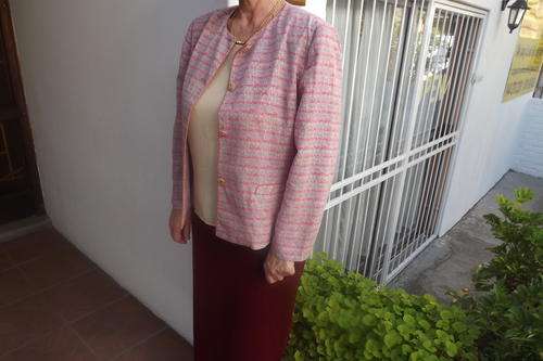 Fabulous Lined Jacket in pastel colour horizontal stripes. Size 14 - 38. As new.