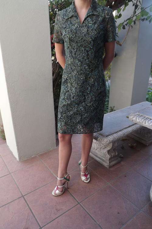 Short Lautreamont Seethrough Dress in Green and Black - Size 32 - As new.