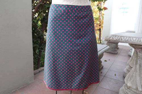 Lined ARW Forest Green Shirt with pink Polka Dots size 32/8  in textured fabric.- never worn