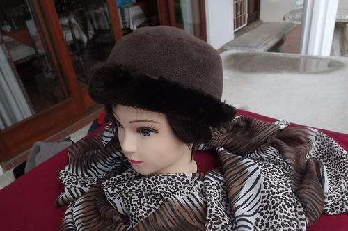 Brown Warm Hat with Fur Rim