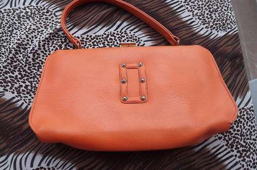 Orange Handbag with stud Decoration - fair condition - 17x34