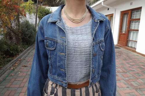 Cropped Woman's Denim Jacket in size 36 by RT Jeans - 100% Cotton - very good condition
