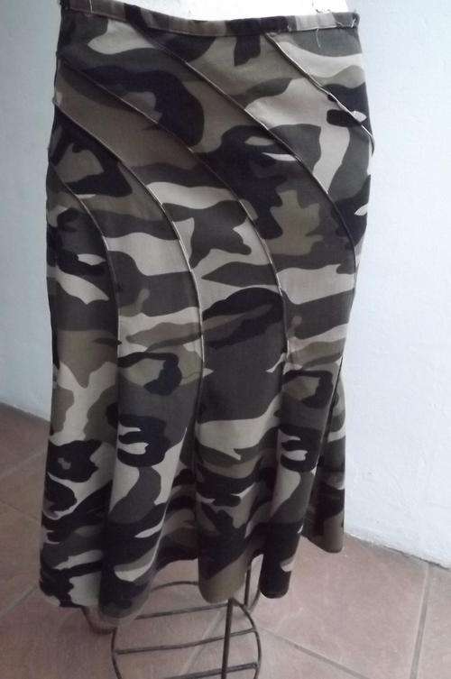 Fashionable Camo Skirt made up of Circular Panels in size Medium by Gushi - very good condition