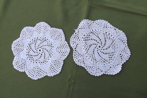 Set of 2 Small Crocheted Doilies - 18cm diameter each - good condition