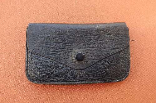 Small Dark Brown Ostrich Grain Leather Purse for your change - 6x10.5cm -used a lot but in good cond