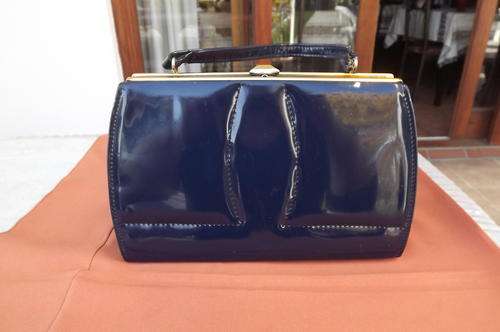 Navy Hand Bag in size 17x27.5cm - good condition - resembles patent leather