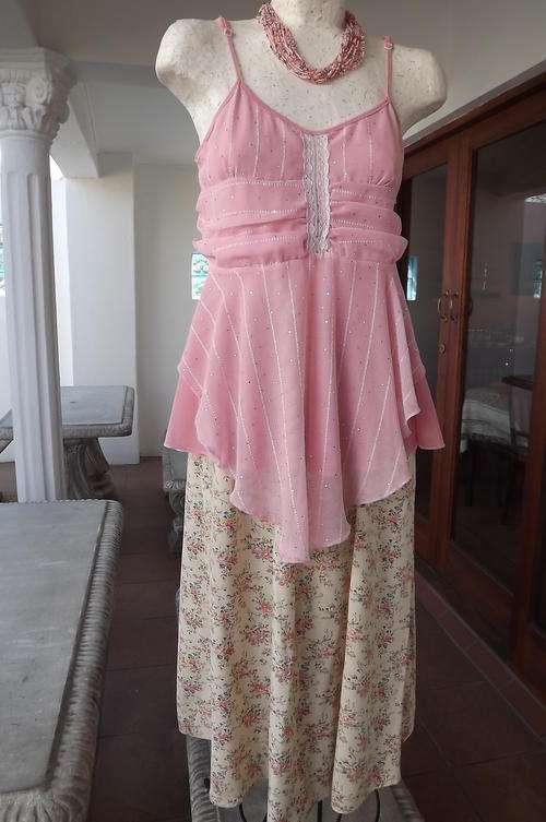 Pink Summer Strap Top with Double Layers in size 12/36 - some embellishment on the front - good cond