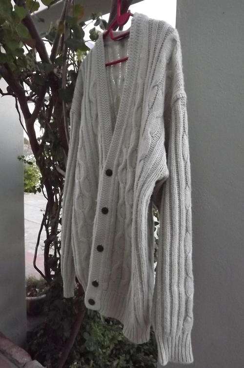 Celio Men's Beige Knitted Cardigan in size XL - Cable Pattern-thick, warm acrylic knit in good cond