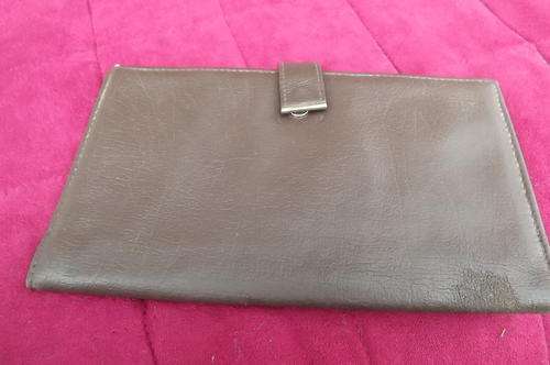 Brown Handy Wallet in Genuine Leather for Frequent Flyers - space for ticket, passport etc - 11x20cm