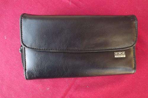 Very Nice Black Leather Horse Imperial Wallet - good quality - 10.5x19cm