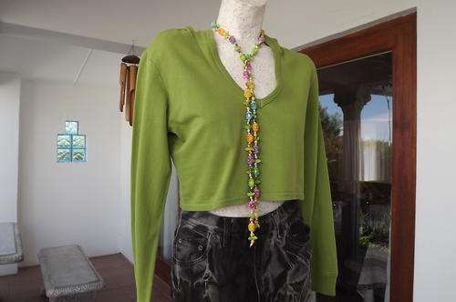 Apple Green Long sleeve Cropped Top with Hood by Lgt Basics in size 12/36 - good condition