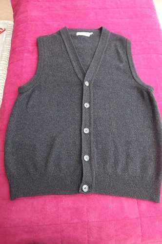 Good Quality Pure New Lambswool Sleeveless Knitted Cardigan in size medium.