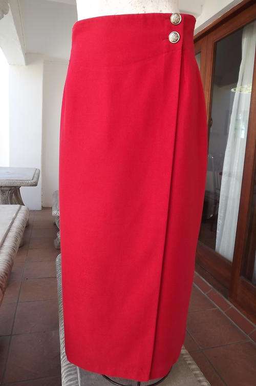 Elegant Red Maxi Fold Over Styled Skirt in size 10/34 - can be adjusted to a size 32 - as new