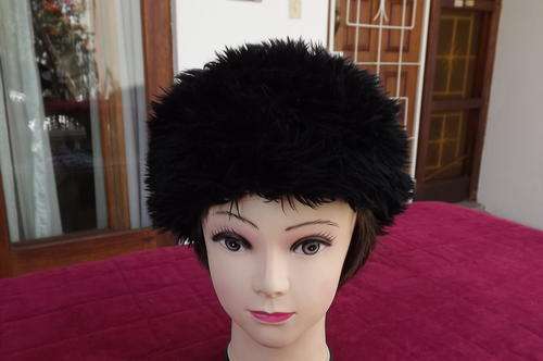 Black Faux Fur Hat in as new condition