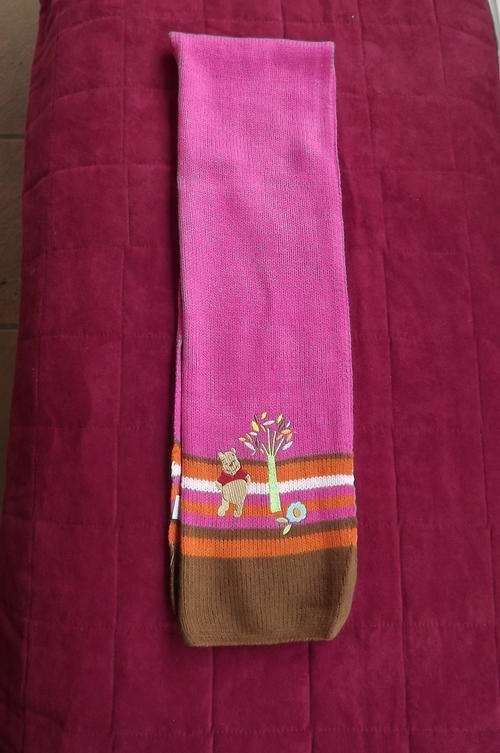 Pink Knitted Scarf for Small Girl - Embroidery on one side - By Disney