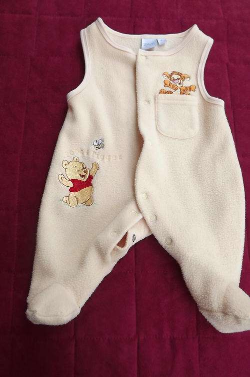 Light Yellow Pooh & Tigger Baby Grow for 0-3 month old by Disney - good condition