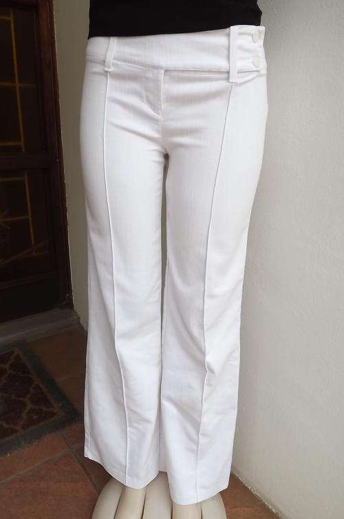 Pair of White Medium Rise Pants - size 10/34-Cotton, Polyester & Spandex for stretch - as new