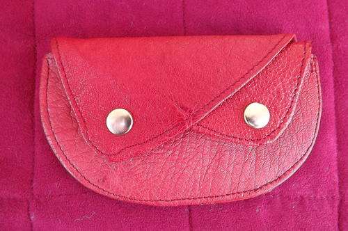 Handy Little Red Ladies Purse for Change - good condition - 8x13cm