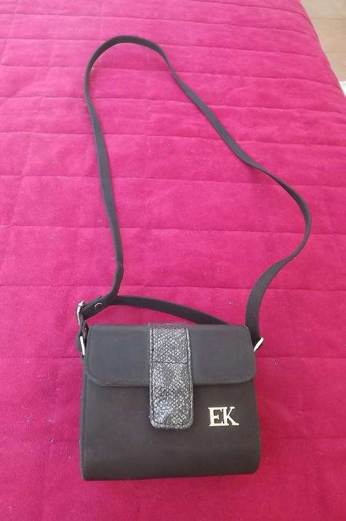 Small Handy Black EK Shoulder Bag - 13x14cm - used once - as new