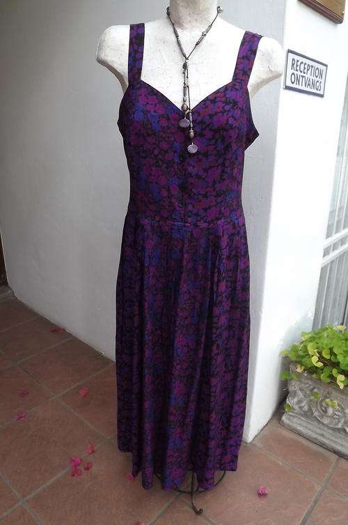 Ethnetic Maxi Summer Dress in Dark Bright Purple Florals in size 12/36 - good condition