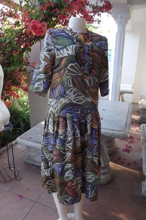 Silky Green, Purple & Brick Colour Dress by It's Rachel in size 10/34 - as new
