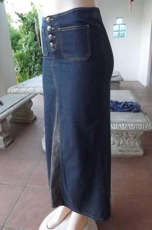 Fashionable Long OBR Outback Red Jeanswear Denim Skirt in size 8/32 - as new condition