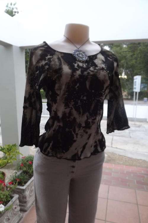 Chic Stretch Poly Top by Woolworths in natural Earth Colours in size 12/36 - as new condition