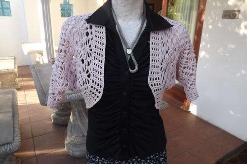 Dirty Pink Cotton Crocheted Short Bolero in size 8/32 - used but still in good condition