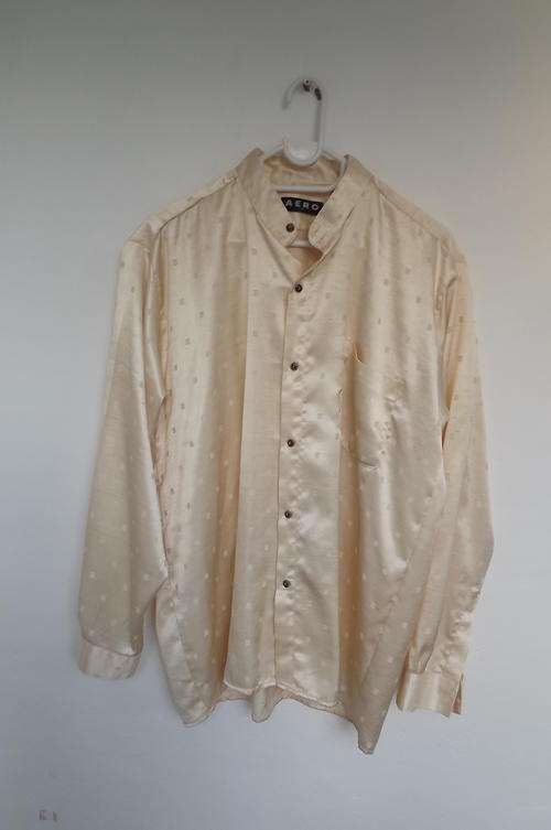 Matric Farewell! Cream Colour Aero Shirt with Mandarin Collar -Satin look fabric size Medium.