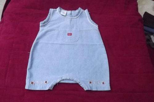 Light Blue Baby Crawler for Summer with Nice Detail-will fit 0-3 months-used but still in good cond