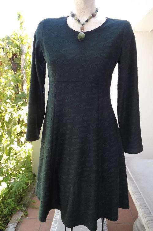Smart Bottle Green Dress by Kelso in size 10/34 - Long Sleeves, Panelled A-Line skirt - as new