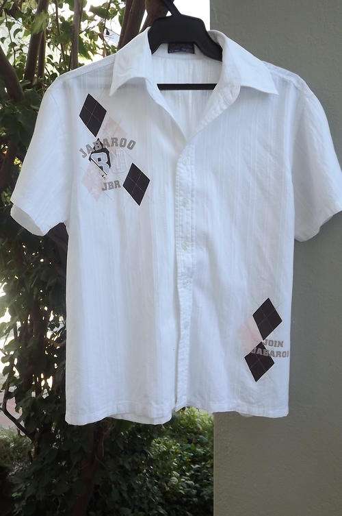 Jabaroo 100% White Cotton Shirt for 12-13 year old boy - decoration on front - as new