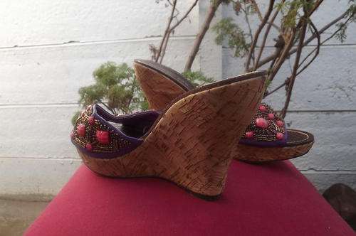 Pair of Beautiful Cork Platform Summer Sandals in No 8 by Spot On - Used once - as new