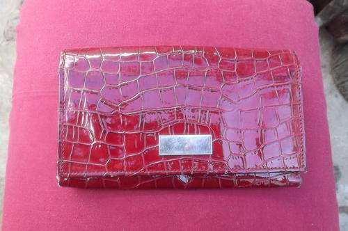 Red Imitation Snakeskin Ladies Purse - 12x19cm - as new