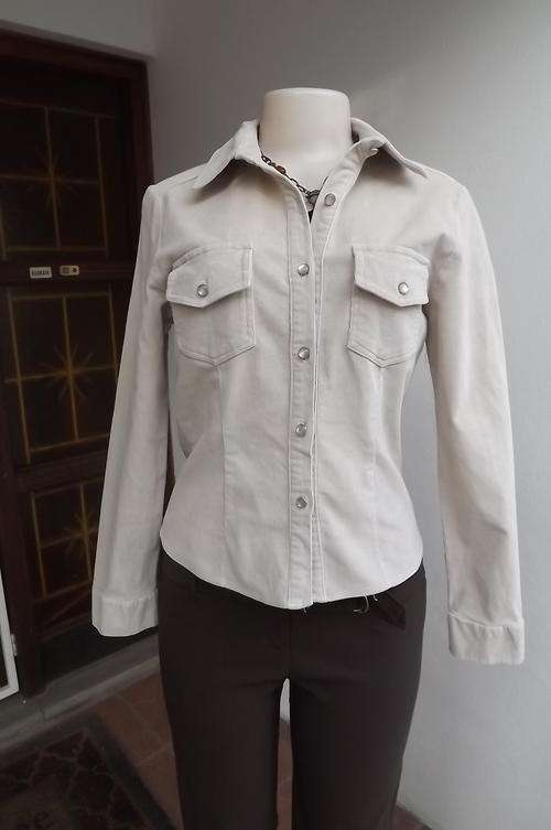 As New Beige Long Sleeve Corduroy Shirt-size 12/36-2 Front Pockets,button down front & Shirt Collar