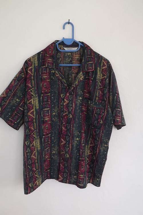 Pyjama Shirt in Graphic Design - Green & Burgundy Colours from Woolworths size Medium - good cond