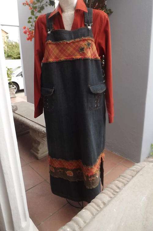 Denim Pinafore with Adjustable Shoulder Straps in size 16/40 - as new condition